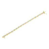 10K Yellow Gold Plated Silver 1/4 cttw Diamond 4 Leaf Clover Link Tennis Bracelet