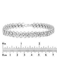 Silver 1/4 cttw Diamond Double Row Wrapped S-Link Bracelet