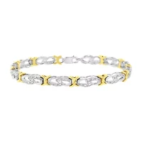 10k Yellow Gold Plated Silver 1/4 cttw Diamond Infinity and X Link Bracelet