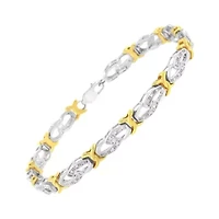 10k Yellow Gold Plated Silver 1/4 cttw Diamond Infinity and X Link Bracelet