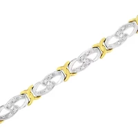 10k Yellow Gold Plated Silver 1/4 cttw Diamond Infinity and X Link Bracelet