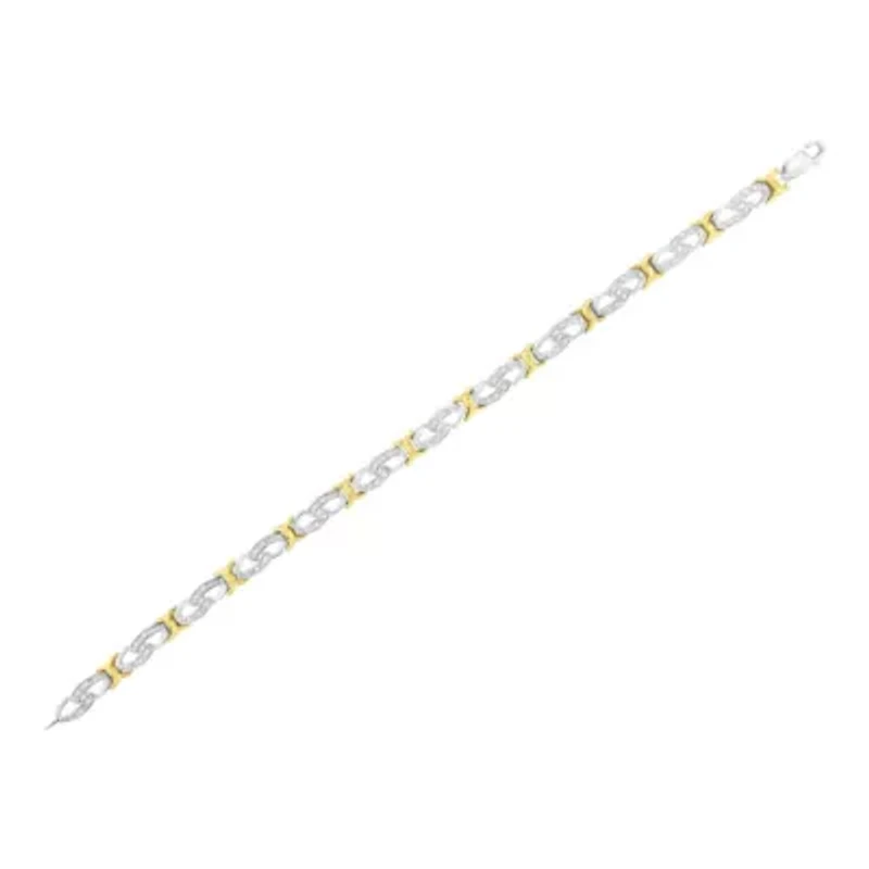 10k Yellow Gold Plated Silver 1/4 cttw Diamond Infinity and X Link Bracelet