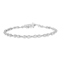 Silver 1/2 cttw Miracle-Set Diamond Pear Shaped Link Bracelet - Size 7.25"