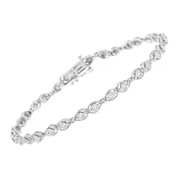 Silver 1/2 cttw Miracle-Set Diamond Pear Shaped Link Bracelet - Size 7.25"