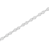Silver 1/2 cttw Miracle-Set Diamond Pear Shaped Link Bracelet - Size 7.25"