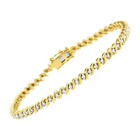 10K Yellow Gold Plated Silver 1/2 Cttw 2-  Diamond S Link Tennis Bracelet- 7.25"