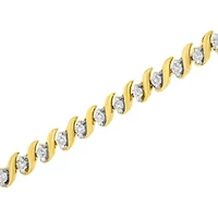 10K Yellow Gold Plated Silver 1/2 Cttw 2-  Diamond S Link Tennis Bracelet- 7.25"