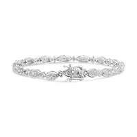 Silver 1/2 Cttw Diamond Marquise and Starburst Shaped Link Bracelet - 7.25"