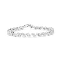 .925 Sterling Silver 1/2 Cttw Round Diamond Halo S-Link Bracelet - 7.25"