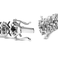 Silver 1.0 Cttw Miracle Set Diamond 3 Row Wave Link Bracelet - 7.25" Inches