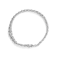 Silver 1.0 Cttw Miracle Set Diamond 3 Row Wave Link Bracelet - 7.25" Inches