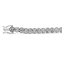 .925 Sterling Silver 2.0 Cttw Diamond Cluster Link Bracelet - Size 7.25"