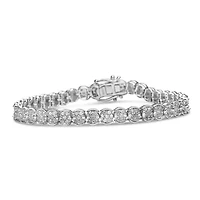 .925 Sterling Silver 2.0 Cttw Diamond Cluster Link Bracelet - Size 7.25"