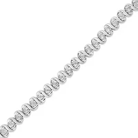 Silver 1/3 Cttw Miracle-Set Diamond "S" Link Tennis Bracelet - Size 7.25"