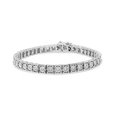 .925 Sterling Silver 1/4 Cttw Diamond Link Bracelet - Size 7.25"