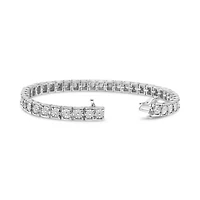 .925 Sterling Silver 1/4 Cttw Diamond Link Bracelet - Size 7.25"