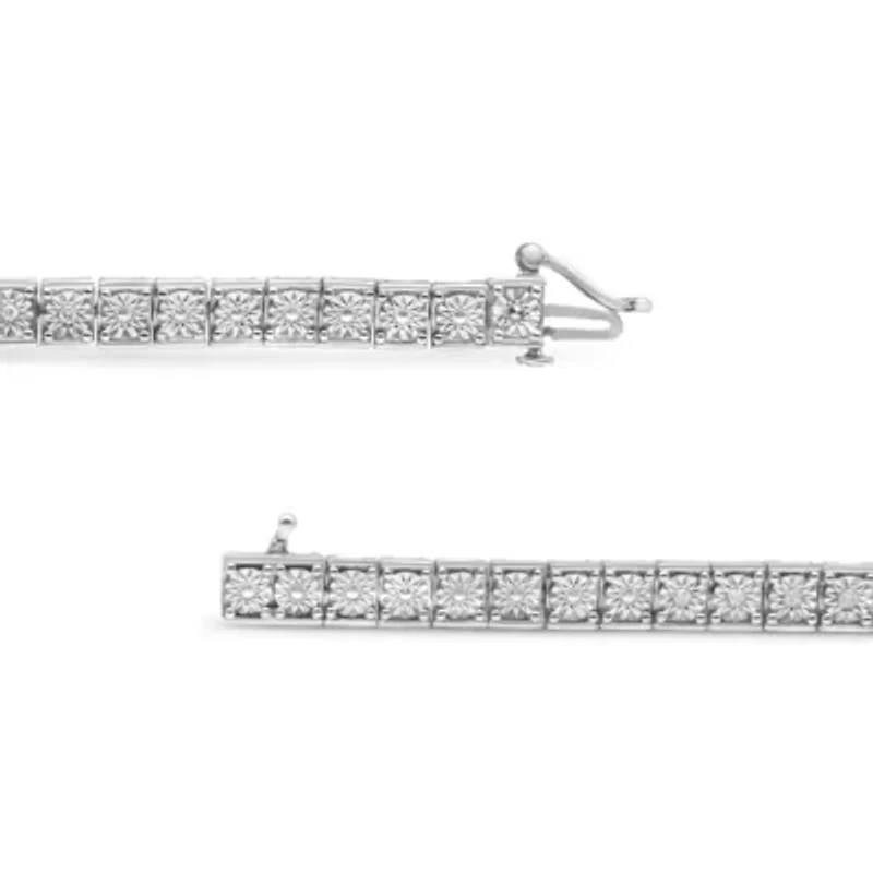 .925 Sterling Silver 1/4 Cttw Diamond Link Bracelet - Size 7.25"