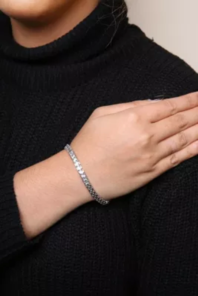 .925 Sterling Silver 1/10 Cttw Diamond 7.25" Link Bracelet
