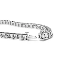 Silver 1/4 Cttw Miracle Set Diamond and Bead Link 7.25" Tennis Bracelet