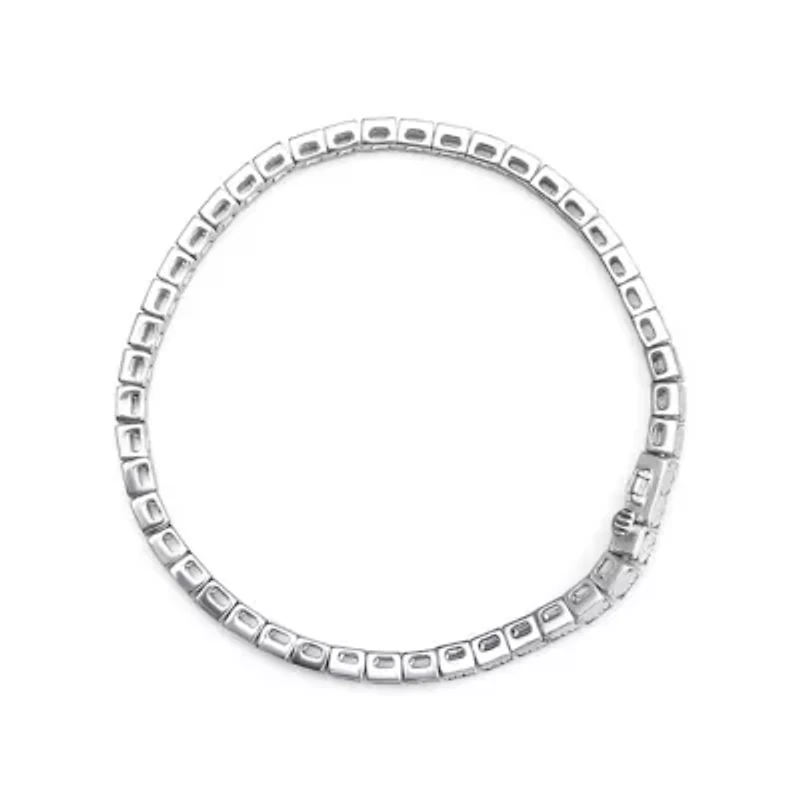 Silver 1/4 Cttw Miracle Set Diamond and Bead Link 7.25" Tennis Bracelet