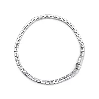 Silver 1/4 Cttw Miracle Set Diamond and Bead Link 7.25" Tennis Bracelet