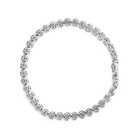 Silver 1/4 Cttw Miracle Set Diamond and Beaded 7.25" Tennis Bracelet