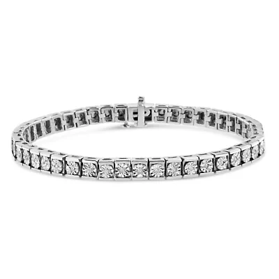 .925 Sterling Silver Miracle Set Diamond Accent Classic Tennis Bracelet - 7.25"