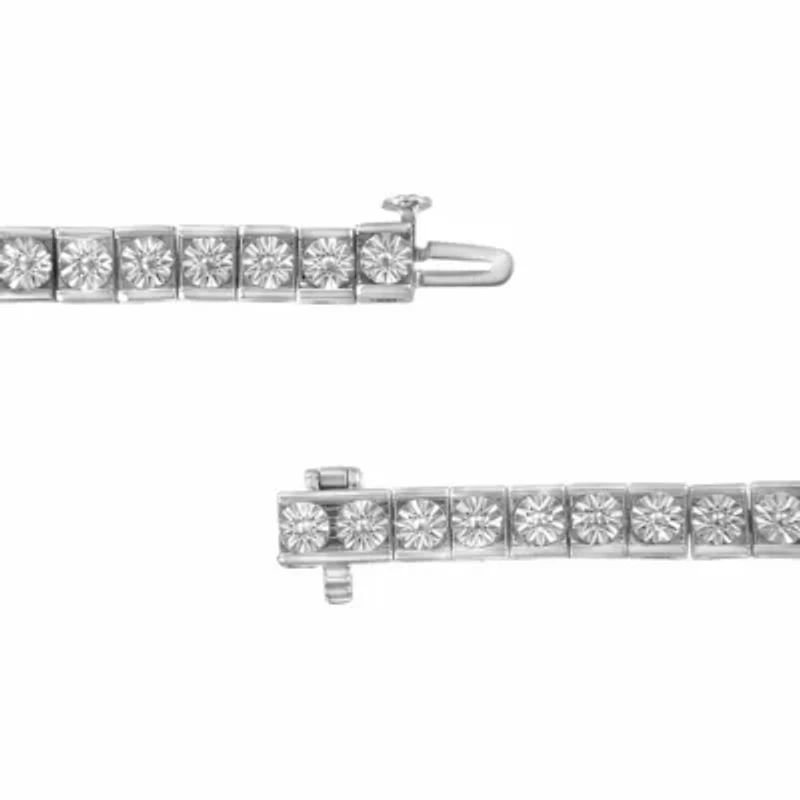 .925 Sterling Silver Miracle Set Diamond Accent Classic Tennis Bracelet - 7.25"