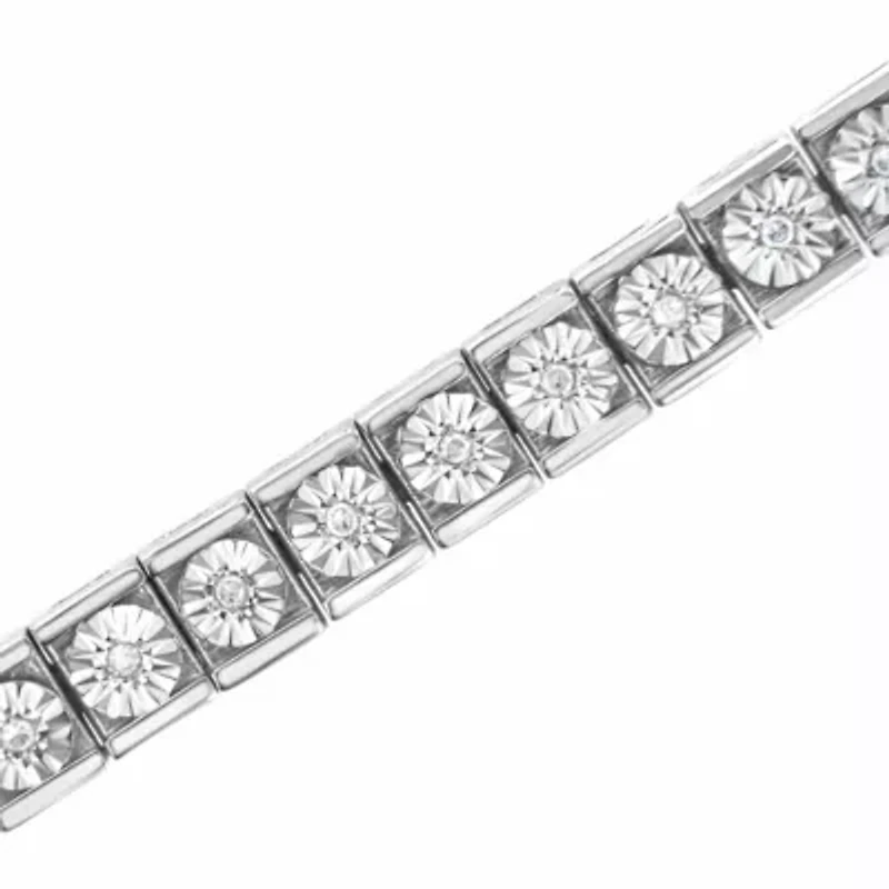 .925 Sterling Silver Miracle Set Diamond Accent Classic Tennis Bracelet - 7.25"