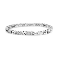 Silver 1/10 Cttw Diamond Miracle Set 3 Stone Link Bracelet - 7.25" Inches