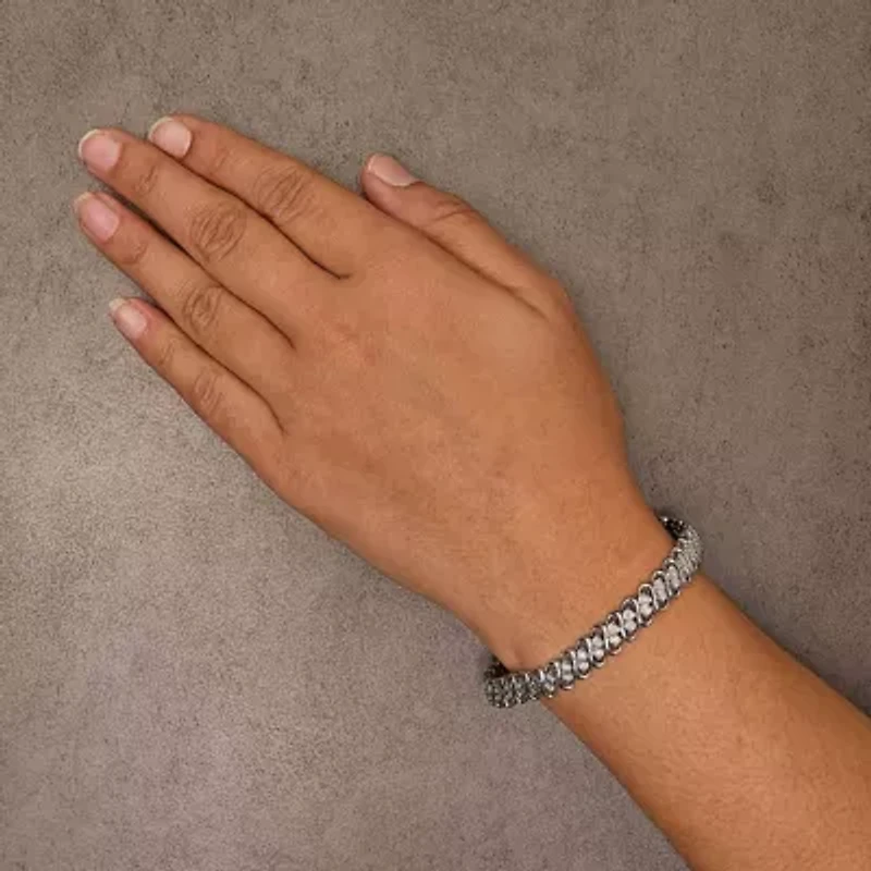 .925 Sterling 1/2 Cttw Diamond Double Row S-Link Bracelet - 7.5" Inches