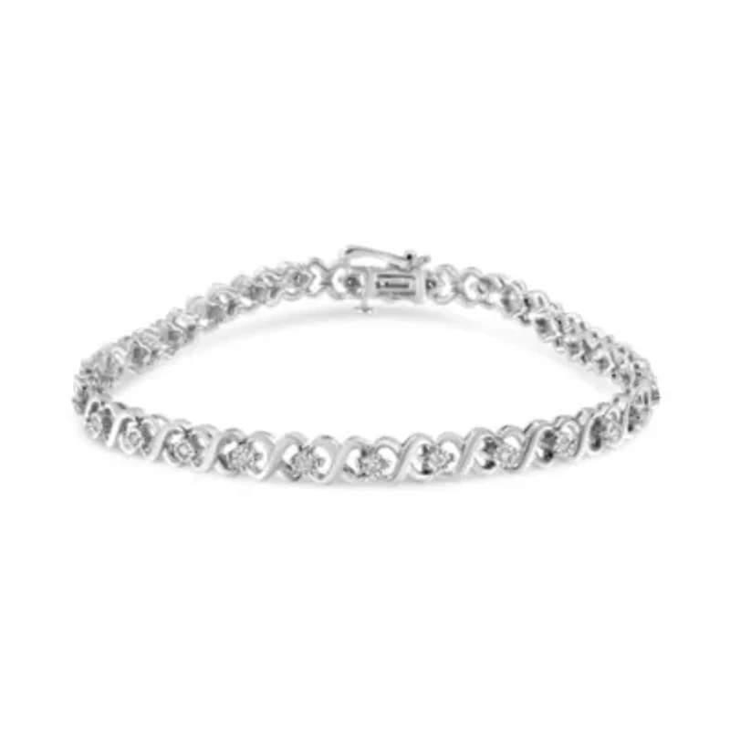 Silver 1/3 Cttw Miracle Plate Diamond Infinity Link Bracelet - Size 7.25"