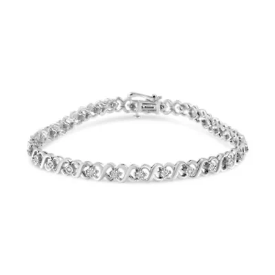 Silver 1/3 Cttw Miracle Plate  Diamond Infinity Link Bracelet - Size 7.25"