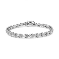 .925 Sterling Silver 1/4 Cttw Round-Cut Diamond "X" Link Bracelet - Size 7.25 "