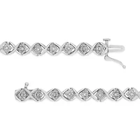 .925 Sterling Silver 1/4 Cttw Round-Cut Diamond "X" Link Bracelet - Size 7.25 "