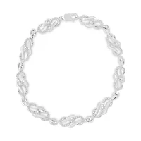 .925 Sterling Silver Prong Set Diamond Accent Infinity Weave Link 7.25" Bracelet