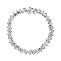Silver 1/2 Cttw Diamond Miracle Set "S" Link Tennis Bracelet - - Size 7.50