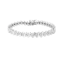 Silver 1/2 Cttw Diamond Miracle Set "S" Link Tennis Bracelet - - Size 7.50