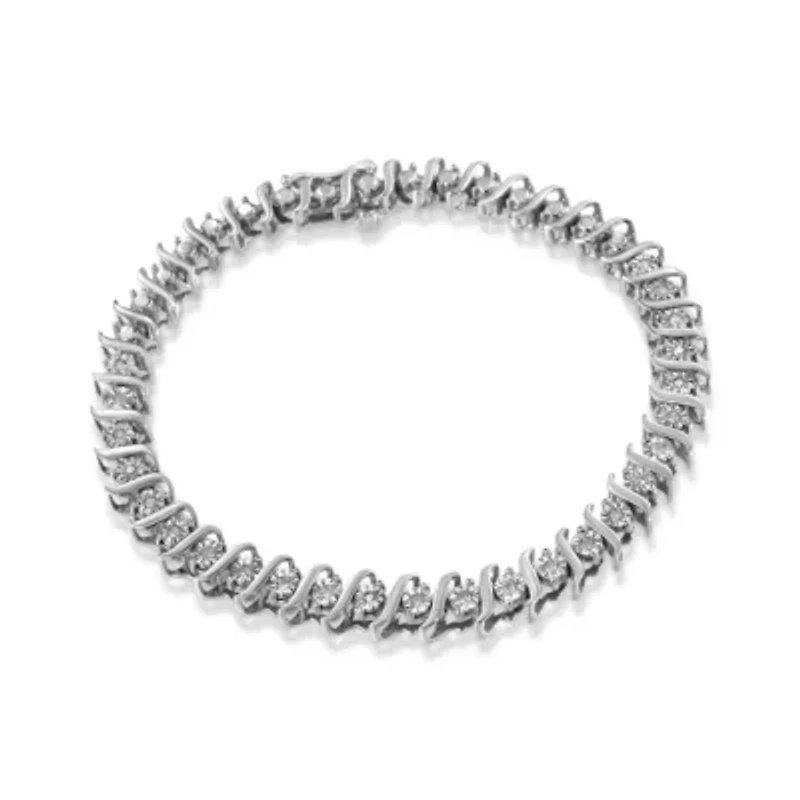 Silver 1/4 Cttw Diamond Miracle-Set "S" Link Tennis Bracelet