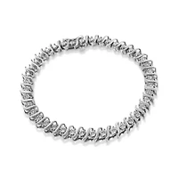 Silver 1/4 Cttw Diamond Miracle-Set "S" Link Tennis Bracelet