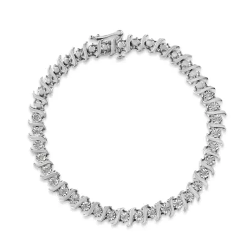 Silver 1/4 Cttw Diamond Miracle-Set "S" Link Tennis Bracelet