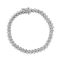 Silver 1/4 Cttw Diamond Miracle-Set "S" Link Tennis Bracelet