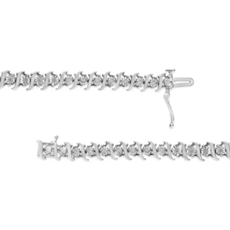 Silver 1/4 Cttw Diamond Miracle-Set "S" Link Tennis Bracelet