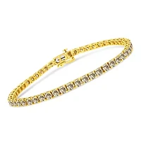 14K Yellow Gold Plated Silver 8.0 Cttw Diamond Classic Link Tennis Bracelet