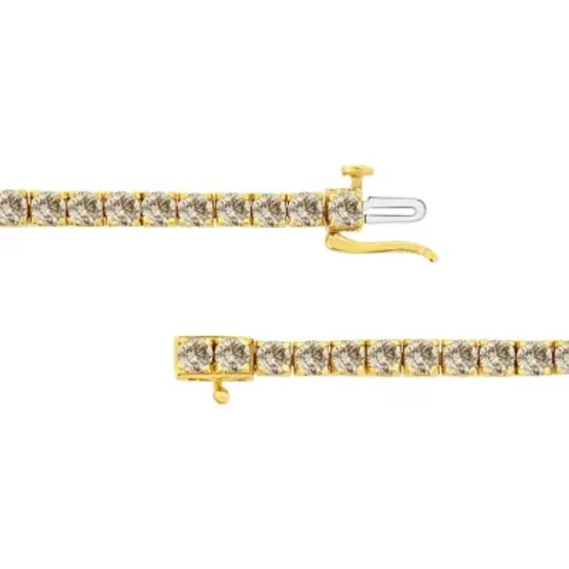 14K Yellow Gold Plated Silver 8.0 Cttw Diamond Classic Link Tennis Bracelet