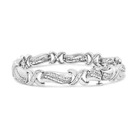 .925 Sterling Silver 1 3/4 Cttw Diamond Wave and X Link Tennis Bracelet - 7"