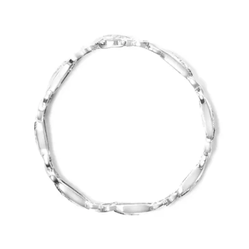 .925 Sterling Silver 1 3/4 Cttw Diamond Wave and X Link Tennis Bracelet - 7"