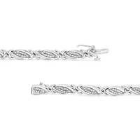 .925 Sterling Silver 1.00 Cttw Round Diamond X-Link Bracelet - Size 7.25"