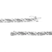 .925 Sterling Silver 1.00 Cttw Round Diamond X-Link Bracelet - Size 7.25"
