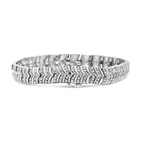 .925 Sterling Silver 3.00 Cttw Diamond Chevron Link Bracelet - Size 7.25"